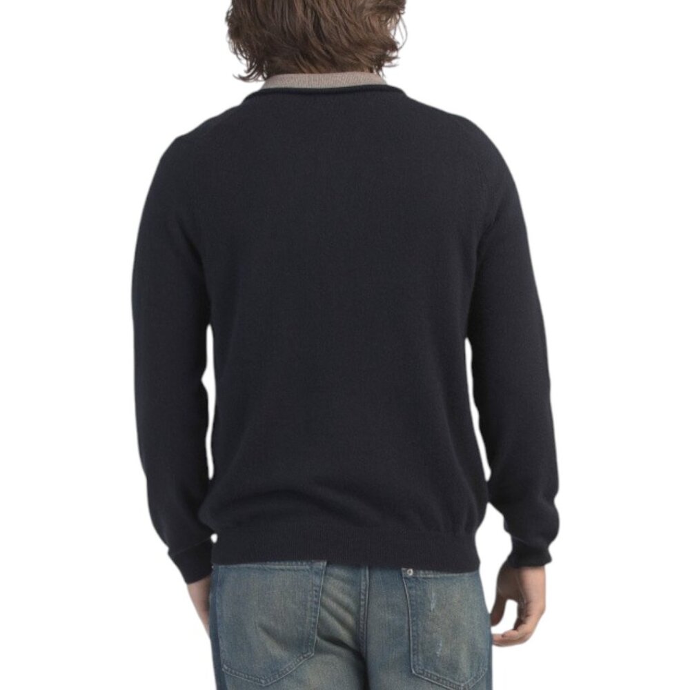 NAADAM Cashmere Quarter Zip Mock Neck Sweater With Contrast Collar - Picture 2 of 2
